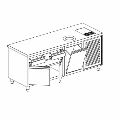 ΕΡΜΑΡΙΟ ΚΑΦΕ ΜΕ 2 ΠΟΡΤΕΣ, 2 ΣΥΡΤΑΡΙΑ, 1 ΑΜΠΑΡΙ ΚΑΙ RINSER ΧΩΡΙΣ ΠΑΝΩΣΗΚΩΜΑ