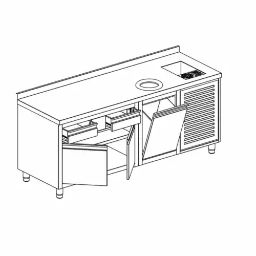 ΕΡΜΑΡΙΟ ΚΑΦΕ ΜΕ 2 ΠΟΡΤΕΣ, 2 ΣΥΡΤΑΡΙΑ, 1 ΑΜΠΑΡΙ, RINSER ΚΑΙ ΠΑΝΩΣΗΚΩΜΑ