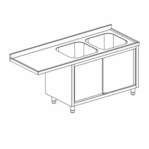 ΛΑΝΤΖΑ ΚΛΕΙΣΤΗ ΜΕ ΘΕΣΗ ΠΛΥΝΤΗΡΙΟΥ, ΜΕ ΔΥΟ ΓΟΥΡΝΕΣ 50Χ50 ΔΕΞΙΑ ΚΑΙ ΣΥΡΟΜΕΝΕΣ ΠΟΡΤΕΣ