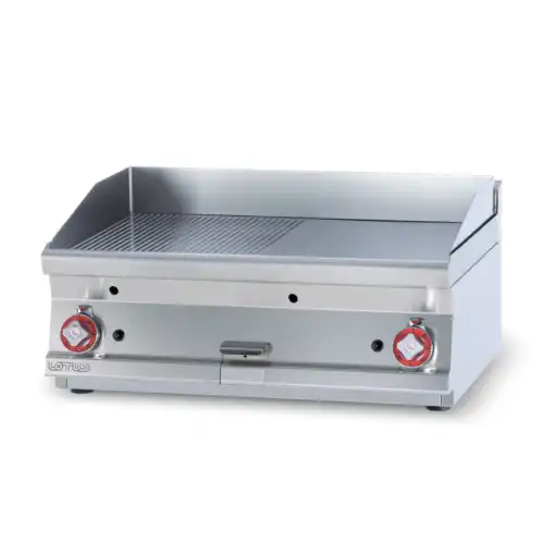 Πλατώ αερίου διπλό 1/2 λείο 1/2 ραβδωτό Superchrom (FTLRT-78GS)