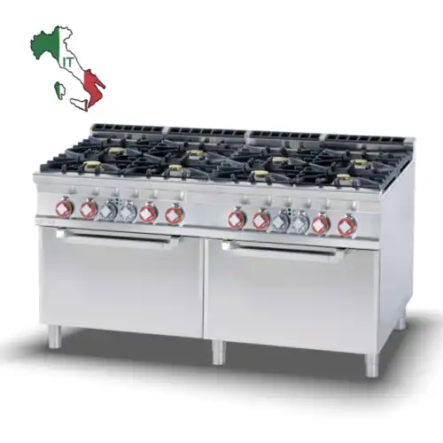 Κουζίνα αερίου 8 εστιών με 2 φούρνους αερίου στατικούς (CF8-916G)