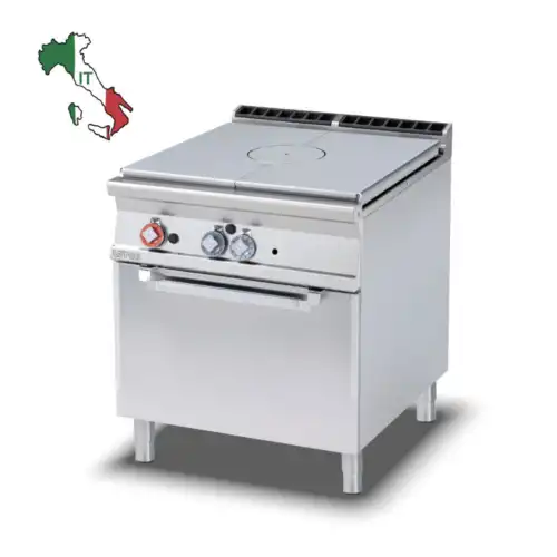 Κουζίνα αερίου με ενιαία πλάκα Hot-Top & φούρνο αερίου στατικό (TPF-98G)