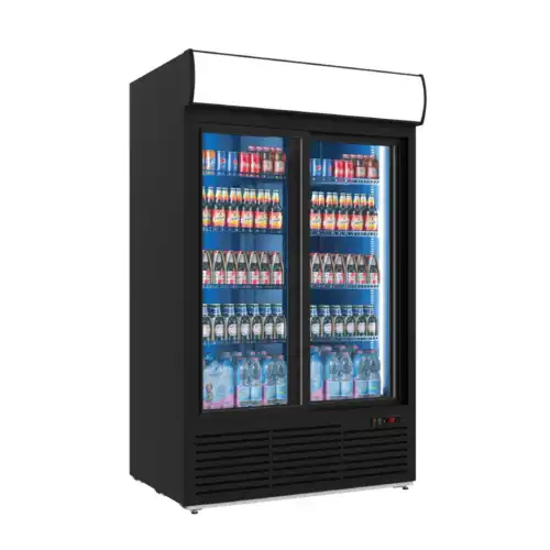 Βιτρίνα συντήρησης διπλή με συρόμενες πόρτες (S1300 SC DD BLACK)