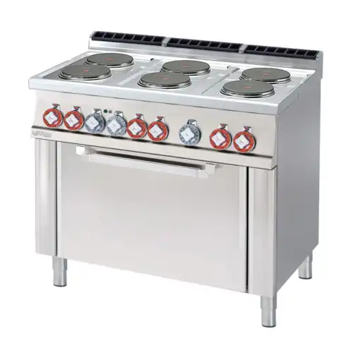 Κουζίνα ηλεκτρική 6 εστιών με φούρνο ηλεκτρικό στατικό & grill (CF6-610ET)