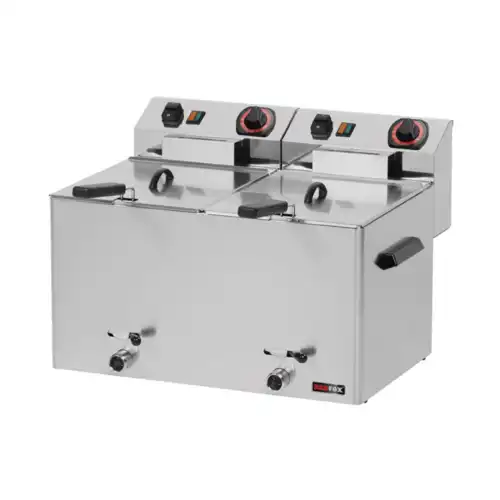 Φριτέζα ηλεκτρική διπλή 8+8 lt με βρυσάκια απορροής (FE 77 V)