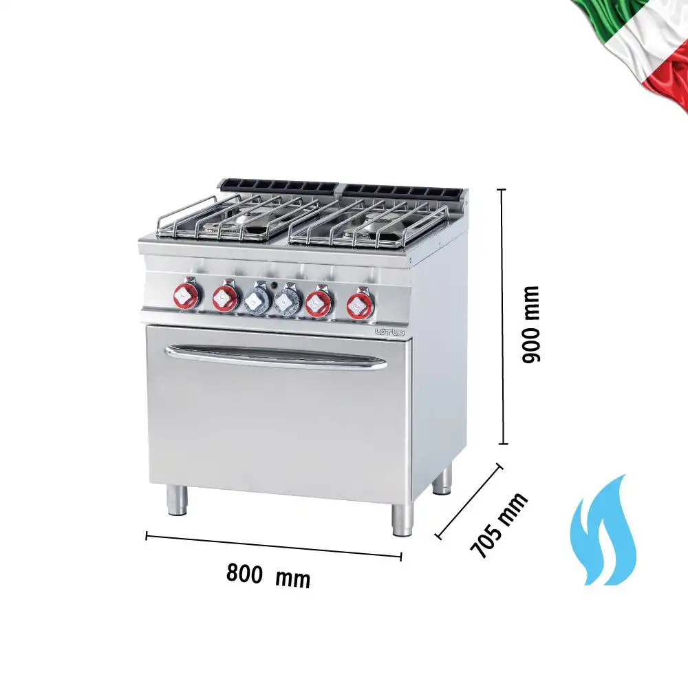 Κουζίνα αερίου 4 εστιών με φούρνο αερίου στατικό (CF4-78GP) - Image 3