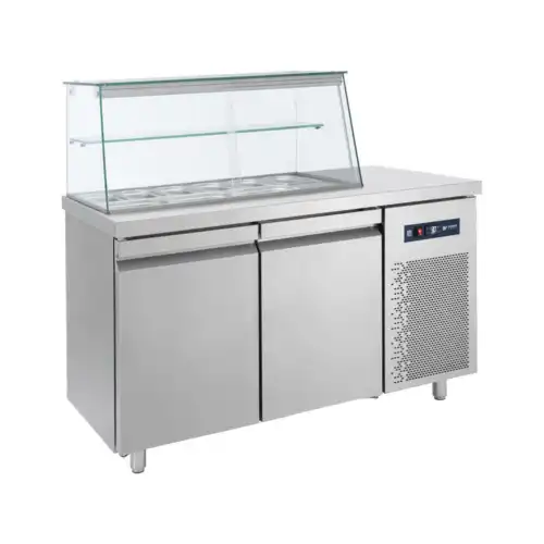 ΨΥΓΕΙΟ ΣΑΛΑΤΩΝ ΜΕ ΒΙΤΡΙΝΑ ΓΙΑ 9 ΛΕΚΑΝΑΚΙΑ GN1/4 ΜΕ ΜΕΓΑΛΕΣ ΠΟΡΤΕΣ (SM 155)