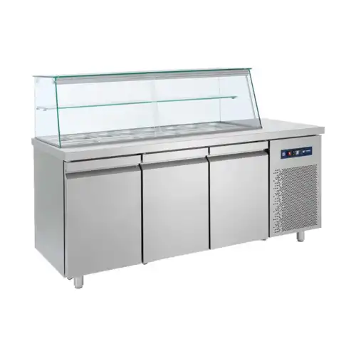 ΨΥΓΕΙΟ ΣΑΛΑΤΩΝ ΜΕ ΒΙΤΡΙΝΑ ΓΙΑ 12 ΛΕΚΑΝΑΚΙΑ GN1/4 (SM 185)