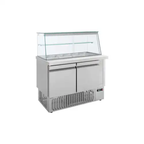 ΨΥΓΕΙΟ ΣΑΛΑΤΩΝ ΜΕ ΒΙΤΡΙΝΑ ΓΙΑ ΛΕΚΑΝΑΚΙΑ GN1/4 ΨΜ ΚΑΤΩ (SM110)