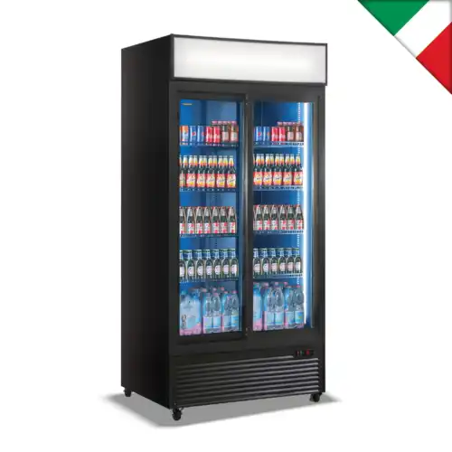 Βιτρίνα συντήρησης διπλή με συρόμενες πόρτες (CL1100 V2GC SL Black)