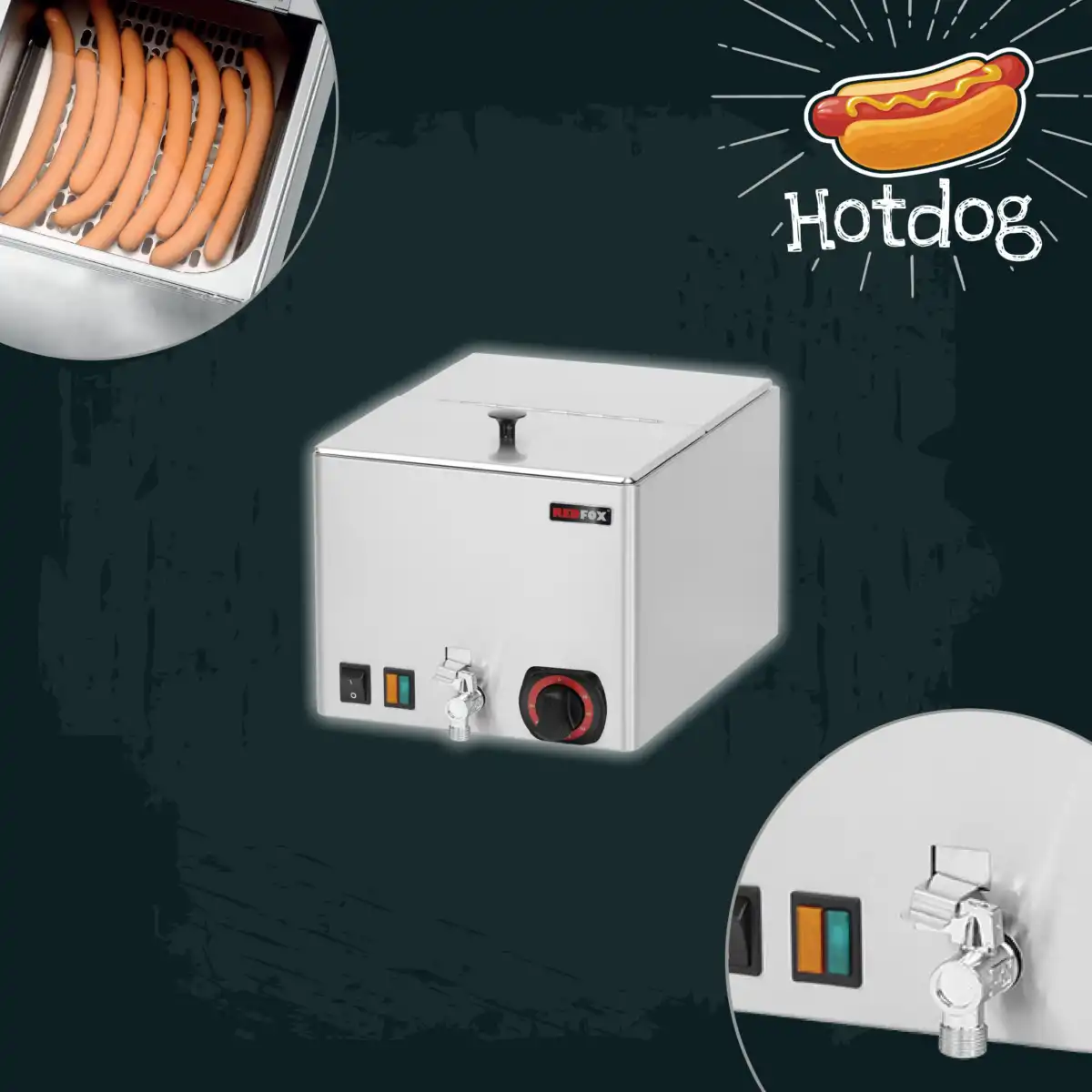 Θερμαντικό hot dog μονό με βρυσάκι απορροής (WEV 12) - Image 5